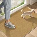 LEKEEPGO Ultra Thin Indoor Door Mat 17"x29", Low-Profile Door Mat Indoor Entrance, Non Slip Rubber Backing Inside Doormat Washable Welcome Front Entryway Dirt Trapper Entry Mat, Yellow Brown
