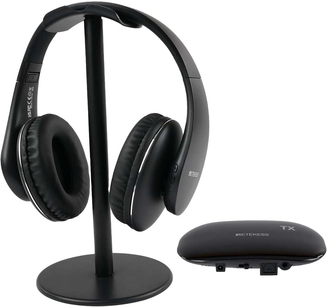 Retekess TA005P Wireless Headphones for TV Watching, TV Headphones with Transmitter, One-Touch Mute,Support AUX, RCA and Optical Input, TV Headphones Wireless for Seniors