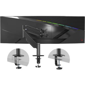 Pholiten Premium Aluminum Heavy Duty Monitor Arm, Ultrawide Monitor Mount with Clamp/Grommet Mounting Base, Adjuastable Gas Spring Arm for up to 43 inchs and 28.6lbs, Black