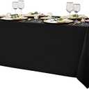 Surmente 90x132 Inch Black Tablecloth for 6-8 Foot Rectangle Tables | Dining Table Cover Protector, Wrinkle Free, Washable Polyester Fabric, 6ft Table Cloth for Wedding, Banquet, Restaurant