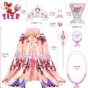 Princess Dress Up Toys Mermaid Dress Up Cape Kit 9 Pcs Gift Set for Little Girls 3-8 Years Old (Pink)