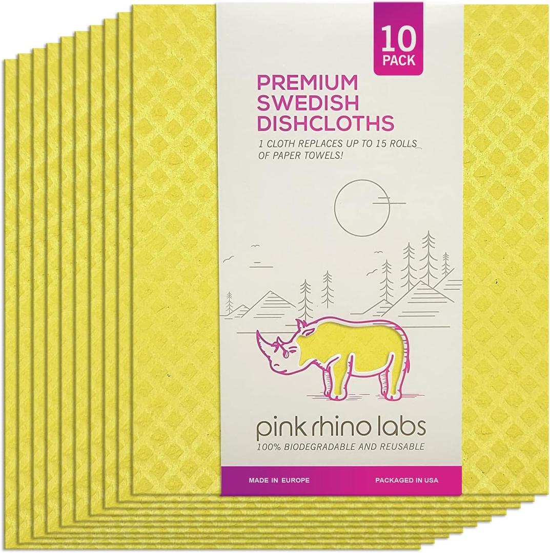 Swedish Dishcloths  Eco-Friendly Reusable Kitchen Towels  10 Pack Cleaning Cloths for Dishes, Counters & Surfaces  Super Absorbent, Compostable, Zero-Waste Alternative (Yellow) Swedish Dishcloths  Eco-Friendly Reusable Kitchen Towels  10 Pack Cleaning Cloths for Dishes, Counters & Surfaces  Super Absorbent, Compostable, Zero-Waste Alternative (Yellow)