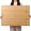 BAMOTTO CRAFTBAMBOO 30 x 21 in Extra Large Bamboo Cutting Board, Stovetop Cover, Sink Cover, Noodle Board with Detachable Legs & Detachable Non-Slip Front Lip for Kitchen Countertop