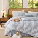 Striped Comforter Set Queen Size Blue White Bedding 2 Pillowcases
Stripes Bedding Set 3 Pieces for All Seasons,College Dorm Comforter Queen Bed Comforter Washed Microfiber,OEKO-TEX Certified