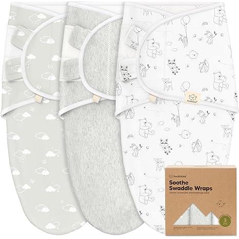 KeaBabies 3Pack Organic Baby Swaddle Sleep Sacks  Swaddles for Newborns, Infant 03 Months, Baby Girls, Boys, Soft & Snug Newborn Sleep Sack, Nursery Swaddling Blankets (Aspire, OS)
