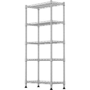 GIOTORENT 5-Wire Garage Shelving Storage Shelves, Kitchen Storage Adjustable Shelf, Metal Shelves 500Lbs Capacity 21" L x 11.8" W x 53.8" H for Laundry Bathroom Pantry Closet, Grey