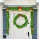 Horynar 2 Pcs Christmas Garlands, 12 FT (2 * 6FT) Artificial Lifelike Pine Garland, Banner Included,Greenery Garland for Mantle,Table,Stairs,Wall,Indoor, Christmas Decorations Outdoor (2, 6 FT)