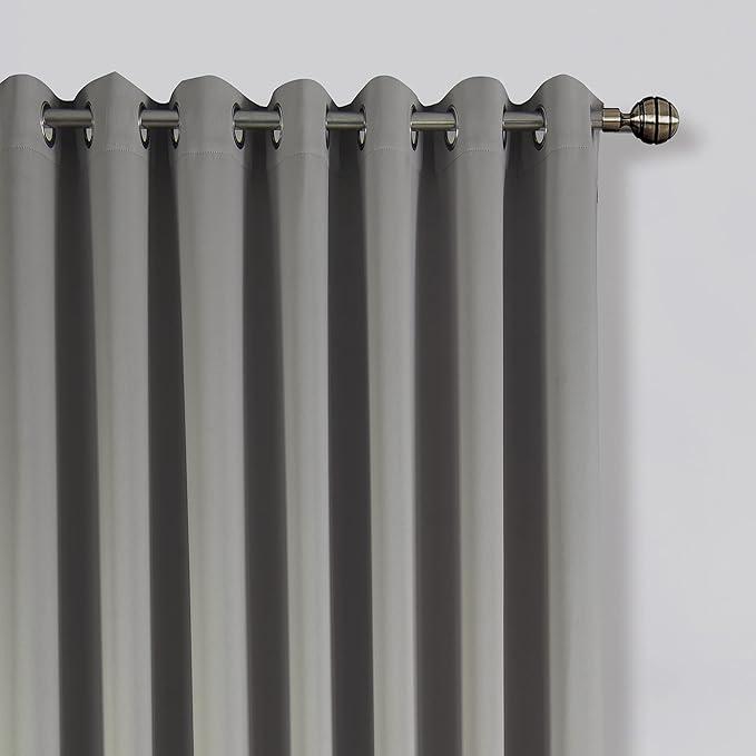 Blackout Room Darkening Eyelet Curtains - Thermal Insulating Window Curtains | Panels | Drapes - 2 Curtain Set (50" x 90", Grey)