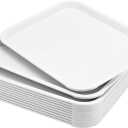 MANCHAP 12 Pack 13.8 x 10.6 Inch White Fast Food Tray, Rectangular Restaurant Serving Trays, Plastic Cafeteria Trays Food Trays for Restaurant, Coffee Shop