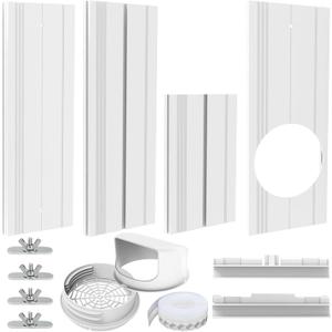 Portable Air Conditioner Window Vent Seal Kit with Universal Coupler Fit for 5.1"/5.9" Exhaust Hose, Mobile A/C Unit Window Vent Kit with 4 Vent Seal Plates for Vertical/Horizontal Sliding Window