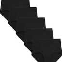 POKARLA Women's Cotton Underwear High Waist Full Coverage Briefs Soft Breathable Postpartum Panties Stretch Underpants (Medium, Black02-5pack)