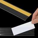 50 Pcs Shelf Label Strips 1.5''H x 48''L Self Adhesive Label Holder with 50 Pcs White Labels, Gondola Price Tag Holder Clear PVC Adhesive Ticket for Metal Wood Plastic Rack (Black)