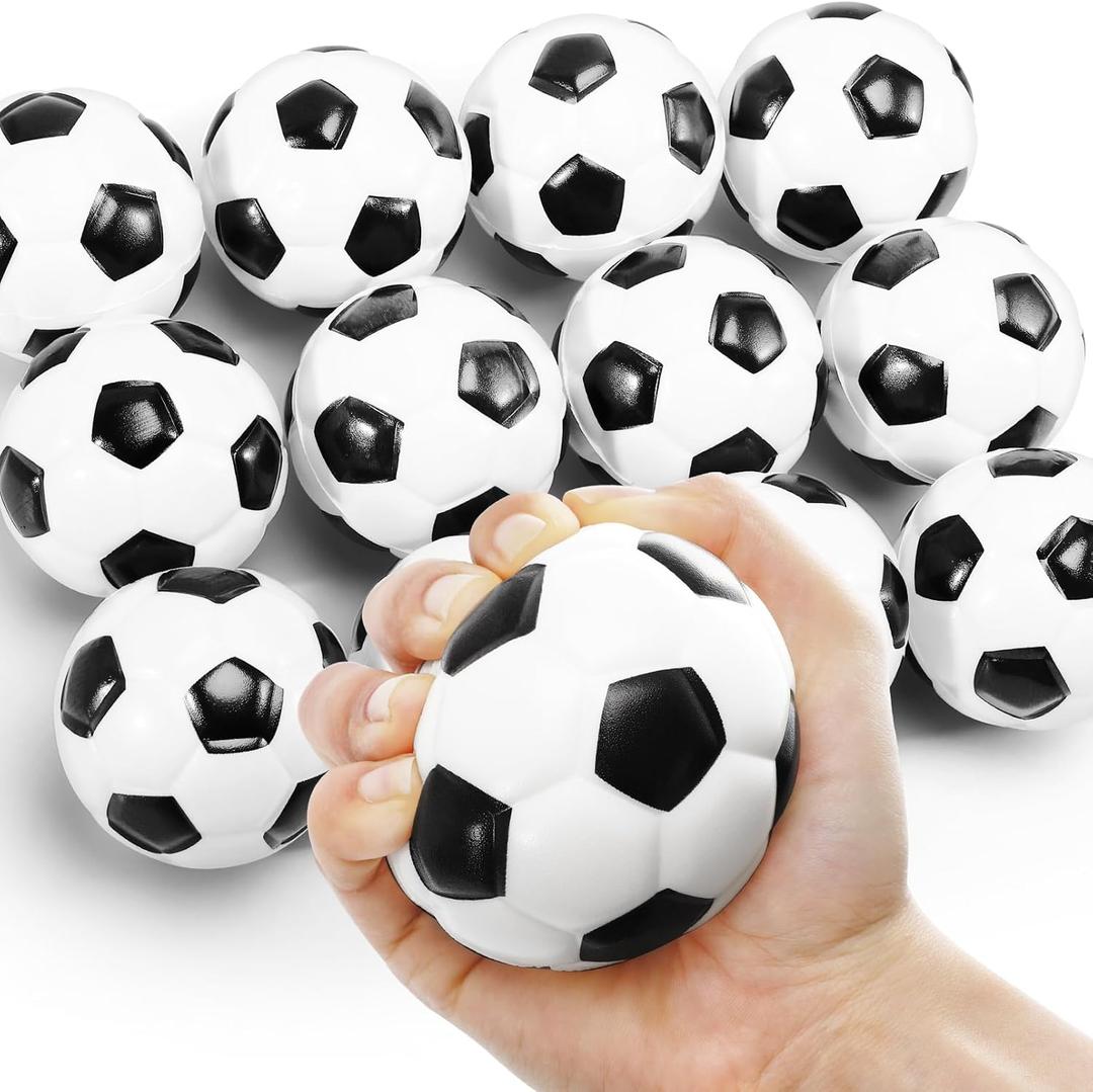 12 Pack Soccer Stress Balls, 2.75 Inch Mini Foam Sports Balls, Stress Relief Squeeze Ball, Mini Soccer Ball for Anxiety Relief School Carnival Reward Gift Party Favors(Black White)
