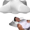 ofwaterstroll Extra High Loft Cervical Pillow, for Broad Shoulders, Firm Support Design (24.41"L x 14.96"W x 6.29"H, White-gray)