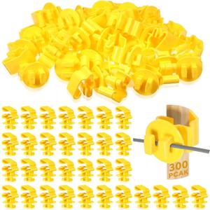 Geiserailie 200 Pcs T Post Insulators Shorter Wire Standard Snug Fitting T Post Clips Holding Insulators for Agricultural and Ranchers, Yellow