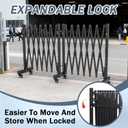 23.5FT Industrial Metal Expandable Barricade for Construction Area | Retractable Traffic Fence with Casters & Fixed Plate, Folding Security Gate, Portable Barricade Gate (Black)