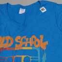 Womens Retro Old School Hip Hop 80s 90s Graffiti Cassette V-Neck T-Shirt Size L, Sapphire Blue