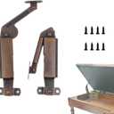 1 Pair of Self-Balancing Lid Support Hinges - Left & Right, Dark Bronze Tone with Screws for Sofa, Box, Cabinet, Toy Box, and Shoe Bench (Mid arm)