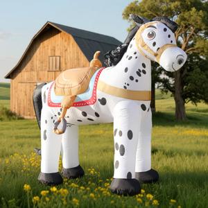 6FT Farm Inflatables Cowboy Horse Appaloosa, Ranch Blow up Animals Cowboy Party Decorations, Wild West Christmas Holiday Spring Outdoor Yard Built-in LED Lights Lawn Outside