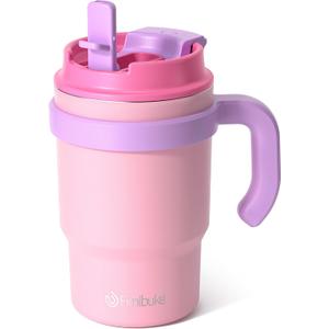 Fimibuke Kids Insulated Tumbler with Handle & Straw - 16oz Leak Proof Toddler Tumbler with Sip/Swig 2-in-1 Lid, BPA FREE 18/8 Stainless Steel Kids Water Bottle Drinking Cups Travel Mugs for Boys Girls