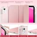 MoKo for iPad (A16) 11th Generation Case 11 Inch 2025 with Pencil Holder | For iPad 10th Generation Case 10.9 Inch 2022, Light Trifold Protective Cover with Hard PC Translucent Back Shell, Rose Gold