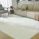 Ultra Soft Rug for Living Room, 6X9 Fluffy Shag Area Rug for Bedroom, Modern Shaggy Carpets Fuzzy Rug for Teens Dorm Nursery Home Decor Aesthetic, Upgrade Anti-Skid Durable, Cream White (6' x 9' (Rectangular))