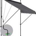 Manual Retractable Awning, 78" x 47" Outdoor Retractable Patio Awning Sunshade Shelter, Adjustable Patio Door Window Awning Canopy with Sun Shade Curtain for Backyard (Dark Gray)