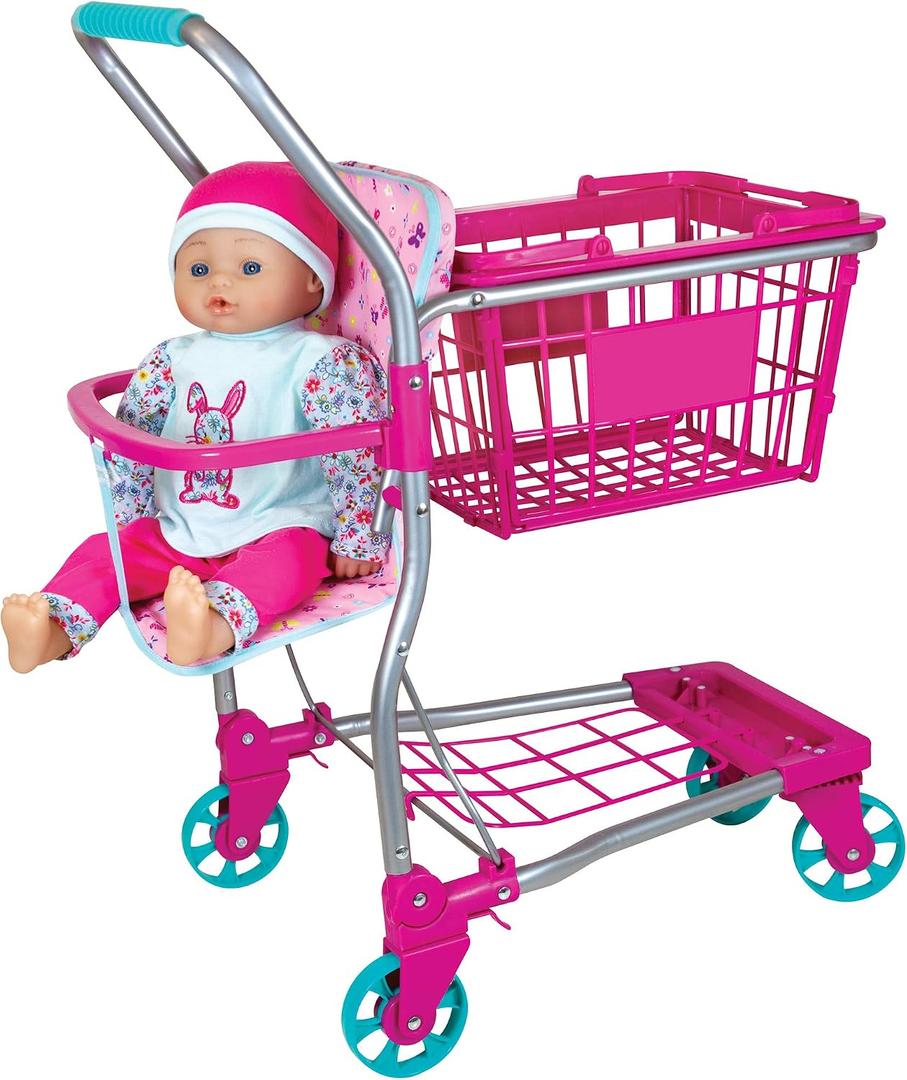 Shopping Cart with 16" Baby Doll, 12.6 x 4.72 x 20.47 inches