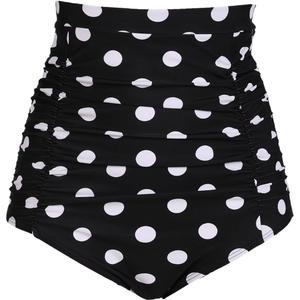 COCOPEAR Women's Ruched High Waisted Bikini Bottom Retro Vintage Swim Short Tankinis (XX-Large, Polka Dot Black)