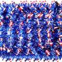 WILLBOND 6 Pcs Total 40 Feet 4th of July Decoration Red White Blue Tinsel Garland Patriotic Metallic Chunky Glitter Tinsel for Memorial Day Independence Day Celebration Holiday Decorations