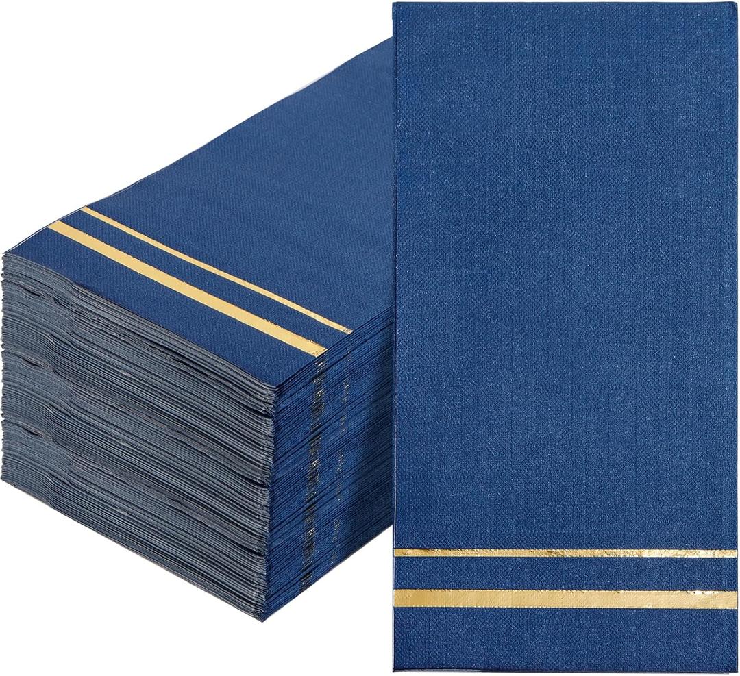 BUCLA 100-Count 3-Ply Disposable Napkins - Blue Paper Napkins Disposable Premium Quality - Dinner Napkins Disposable Soft, Absorbent for Parties, Weddings, Kitchen, Graduation and Cocktail Beverage