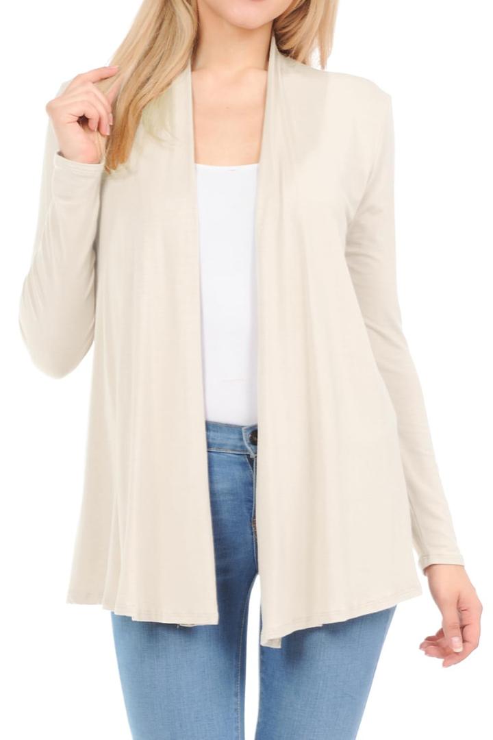 Pastel by Vivienne Women's Long Sleeve Jersey Cardigan X-Large Cream (White, XL)