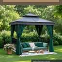 FoundGo Gazebo Universal Replacement Privacy Curtain fit for 10'Wx13'Lx6.7'H Water Resistant Gazebo Side Wall Privacy Panel Shade Screen Panels with Zipper for Outdoor Pergola Patio (Green) 4pc