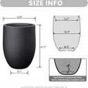 Kante Tall Concrete Planter, 21.7-Inch Height Black Large Indoor Outdoor Plant Pot with Drainage Hole for Patio Garden Home, Modern Decor for Flowers and Tree