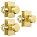 Calzibeno Satin Brass Privacy Door Knobs, 3 Pack Zinc Alloy Heavy DutyDoor Knob, Brushed Gold Door Knobs Interior, Rectangular Modern Door Knob for Bedroom, Bathroom