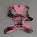 PoyPet No Pull Dog Harness, Reflective Adjustable No Choke Pet Vest with Front & Back 2 Leash Attachments, Soft Control Training Handle for Large Dogs(Checkered Pink, L)