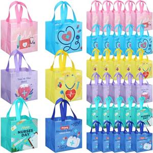 Kigeli 48 Pcs Nurse Appreciation Gift Bags, Reusable Non Woven Tote Bag with Handles, Nurse Week Gift Bulk 2026 for Nurses Day