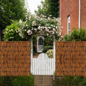 Bamboo Reed Fencing, Natural Bamboo Fence Roll 6 FT High, Privacy Screen for Patio Balcony Garden Backyard, Decorative Outdoor Reed Curtain, 6 x 16.4 FT, Brown