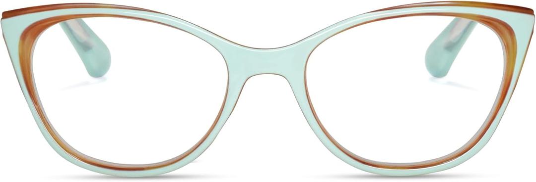 2SeeLife Narrow Cat Eye Reading Glasses for Women SmallMedium Fit, Sturdy Frame, Spring Hinges, Stylish Cateye Readers, Pastel Blue, +1.75