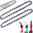 [2 Pieces] 6 Inch Mini Chainsaw Chain, 6 Inch Replacement Chains for Cordless Electric Portable Mini Chainsaw, FIFCHALL Guide Saw Chain for 6-inch Mini Chainsaws for Wood Branch Cutting