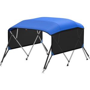 KAKIT 3 4 Bow Bimini Tops with Mesh Sidewalls Support Poles for Boats Marine Grade Canvas Top Includes 2 Straps Storage Boot 1 Inch Aluminum Frame