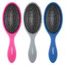 Conair Detangling Hair Brush Set 3 Pack, For Wet, Dry and All Hair Types, Detangling Brushes for Women in Blue, Pink, and Gray