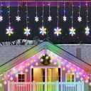 Aulanto Christmas Lights Outdoor Snowflake Lights,16.73ft 240 LED Snowflake Icicle Lights Waterproof with 20 Drops,RGB Color Changing Christmas Decorations Light for Eaves, Yard, Tree, Window, Curtain