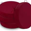 Cozyide Waterproof Outdoor Bistro Chair Cushions with Non-Slip Ties, Thickened Round Outdoor Cushions with Removable Covers, 4 Pack, 15"x15"x3", Burgundy