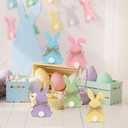 Easter Decorations, 5pcs Wooden Easter Bunny Table Sign with Jute Rope, Easter Wood Tiered Tray Decor Freestanding Easter Table Decorations
