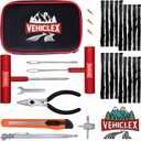 Vehiclex Tire Repair Kit for Plug and Patch with Aluminum Handled Tools - Emergency Kit with Pliers in Zippered Bag for Car, Motorcycle, ATV, Tractor, Lawn Mower (Compact+ Metal kit)