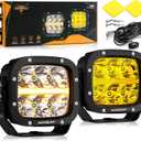 Auxbeam XP-Ultra Series 5 Inch Cube Offroad Lights, Amber DRL Function, Amber White Light Covers, 132W 15600LM Spot Flood Combo, LED Pod Light Bar Off-Road Fog Lights, Pair