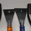 EcoNour 27" Car Snow Brush and Ice Scrapers for Car Windshield (2 Pack) | Scratch Free Bristle Head Snow Brush & Tough Window Snow Scraper with Aluminium Body | Snow Removal Winter Car Accessories (Blue & Orange)