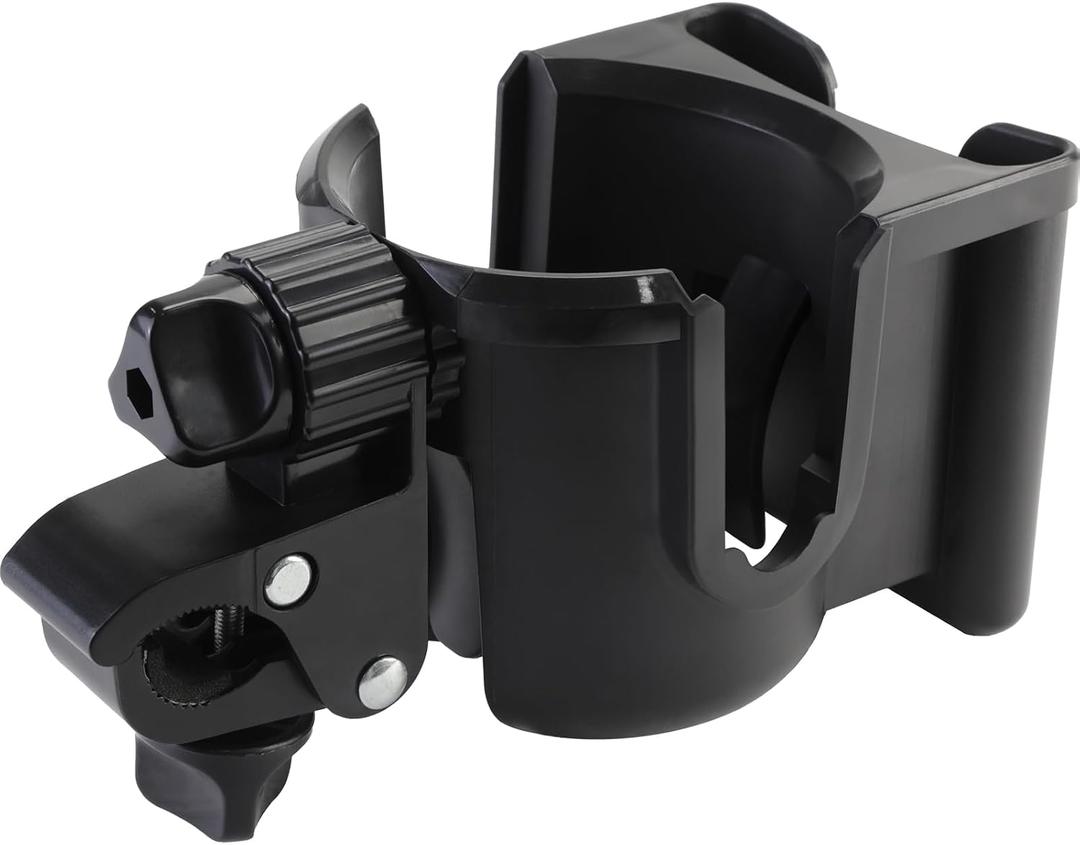 Universal Stroller Cup Holder with Phone Holder, 360Rotatable Bottle Holder with Strong Clip, Accessories for Stroller, Bike, Wheelchair, Walker, Scooter (UM-SCH-B2409, Large)