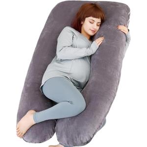 MOON PINE Pregnancy Pillow, U Shaped Full Body Pillow for Maternity Support, Sleeping Pillow with Cover for Pregnant Women (Grey)